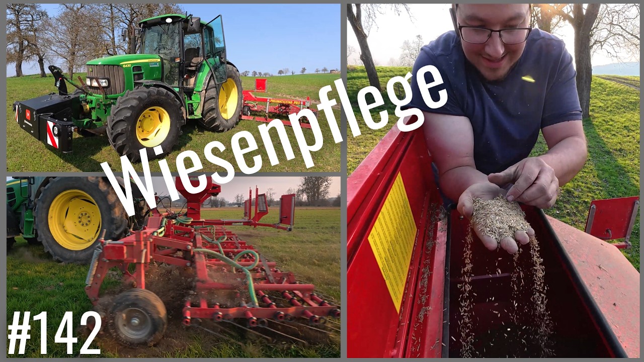 Wiesen striegeln mit John deere & Einb&ouml;ck | Vlog #142