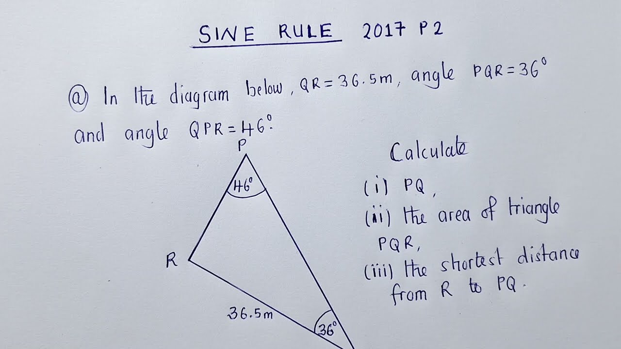 Trigonometry (how to use sine rule) | Area | Shortest distance #2017Paper2