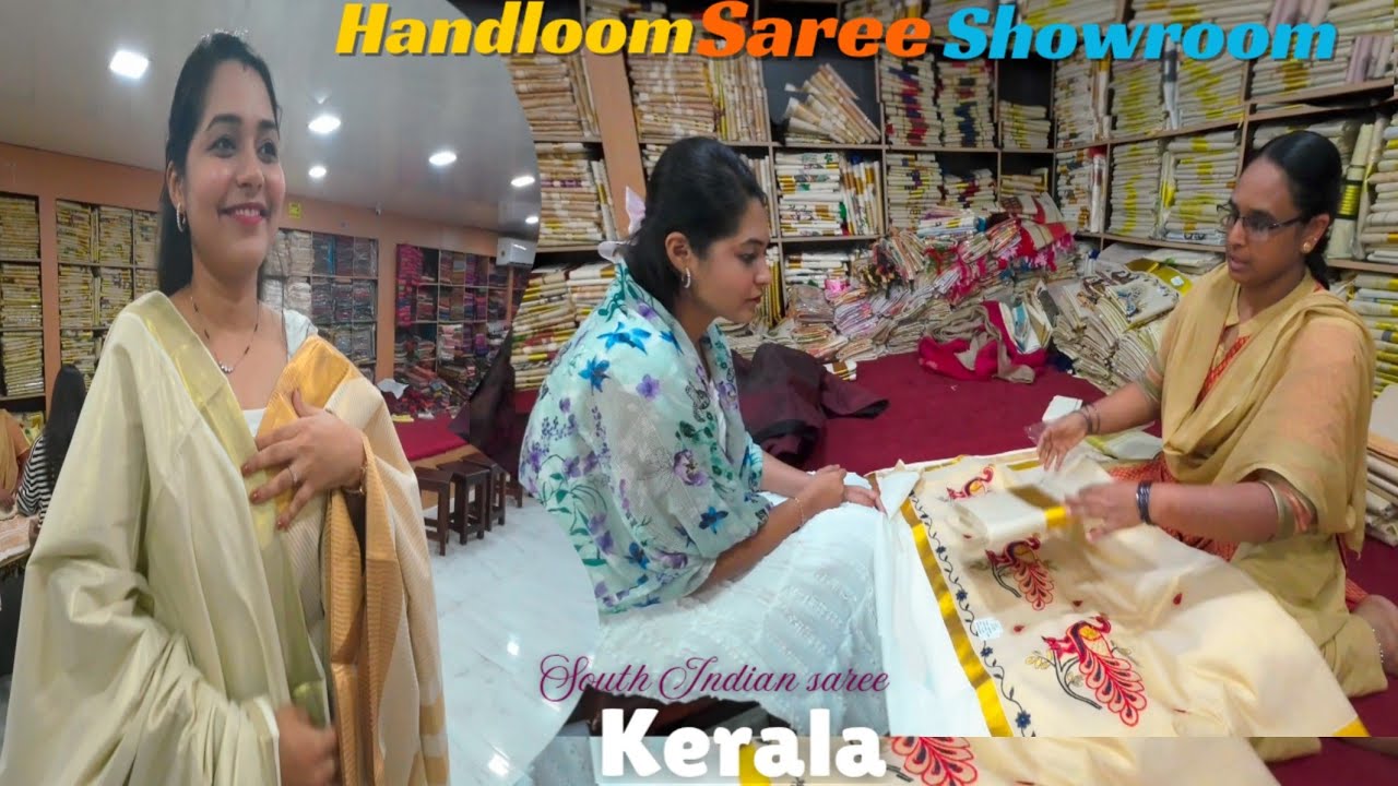 Handloom saree showroom Munnar 🥰 Exploring Kerala || live saree making (खूप सुंदर साड्या)