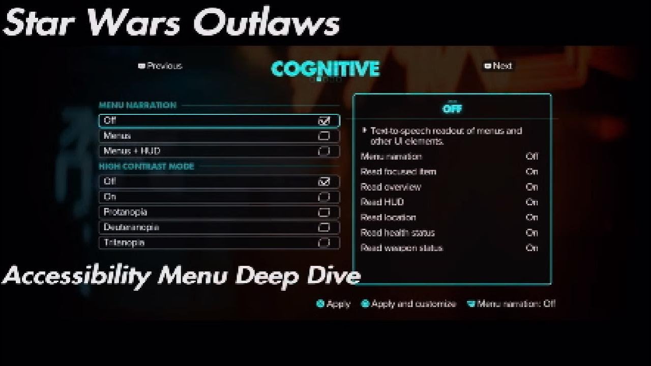 Star Wars Outlaws: Accessibility Overview and Menu Deep Dive
