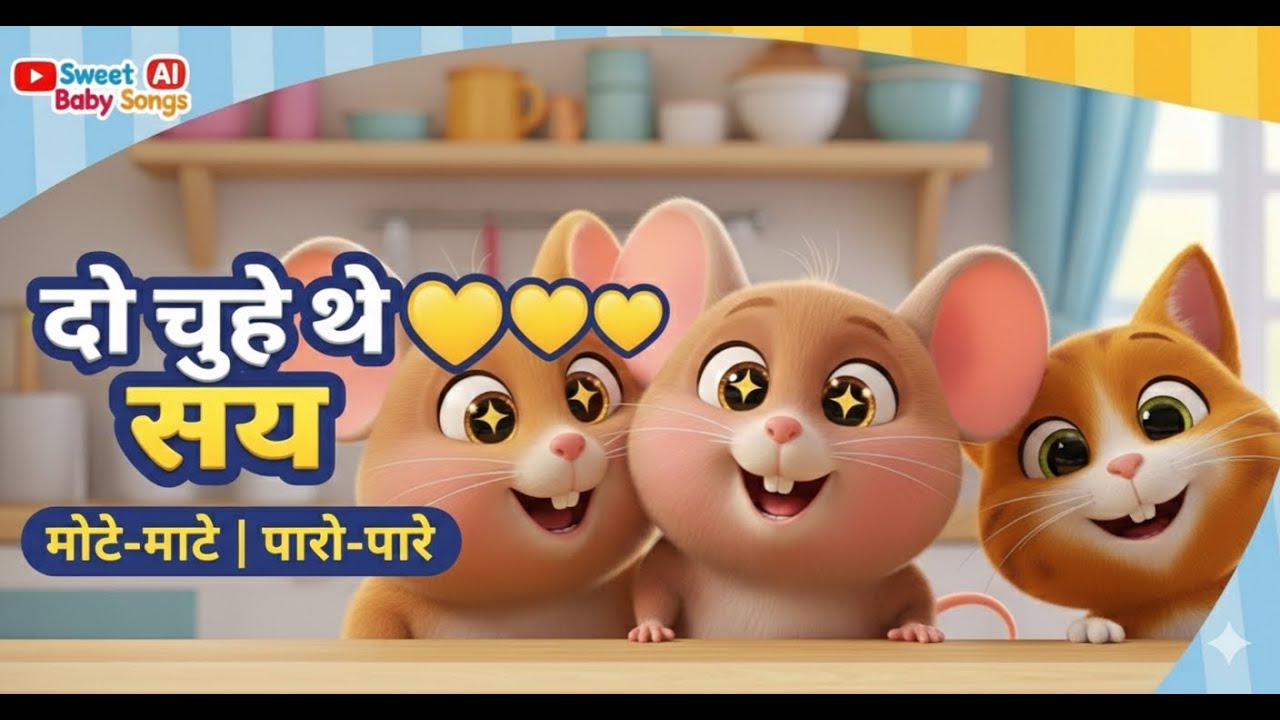 दो चूहे थे 🐭🐭 | Do Chuhey They | Cute Kids Cartoon Rhyme #hindicartoon #hindirhymes #rhyme#trending