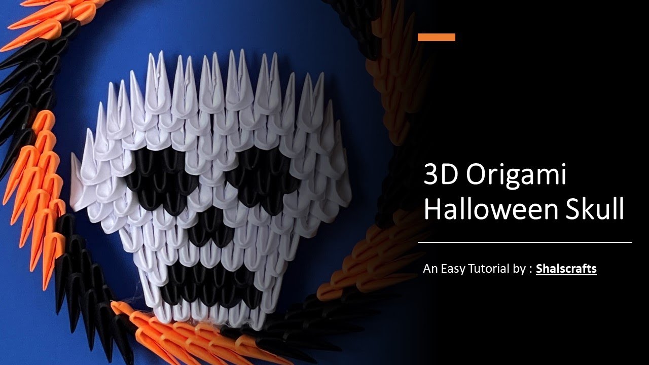 3D Origami Halloween Skull - Halloween wreath - Halloween Decoration Tutorial