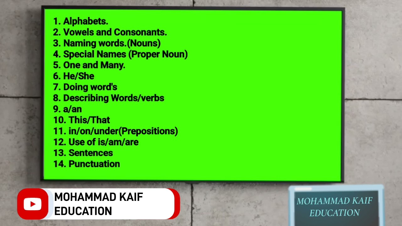 ENGLISH GRAMMAR ll Class - 1st ll Syllabus Discussion ll MOHAMMAD KAIF EDUCATION #trending #grammar 