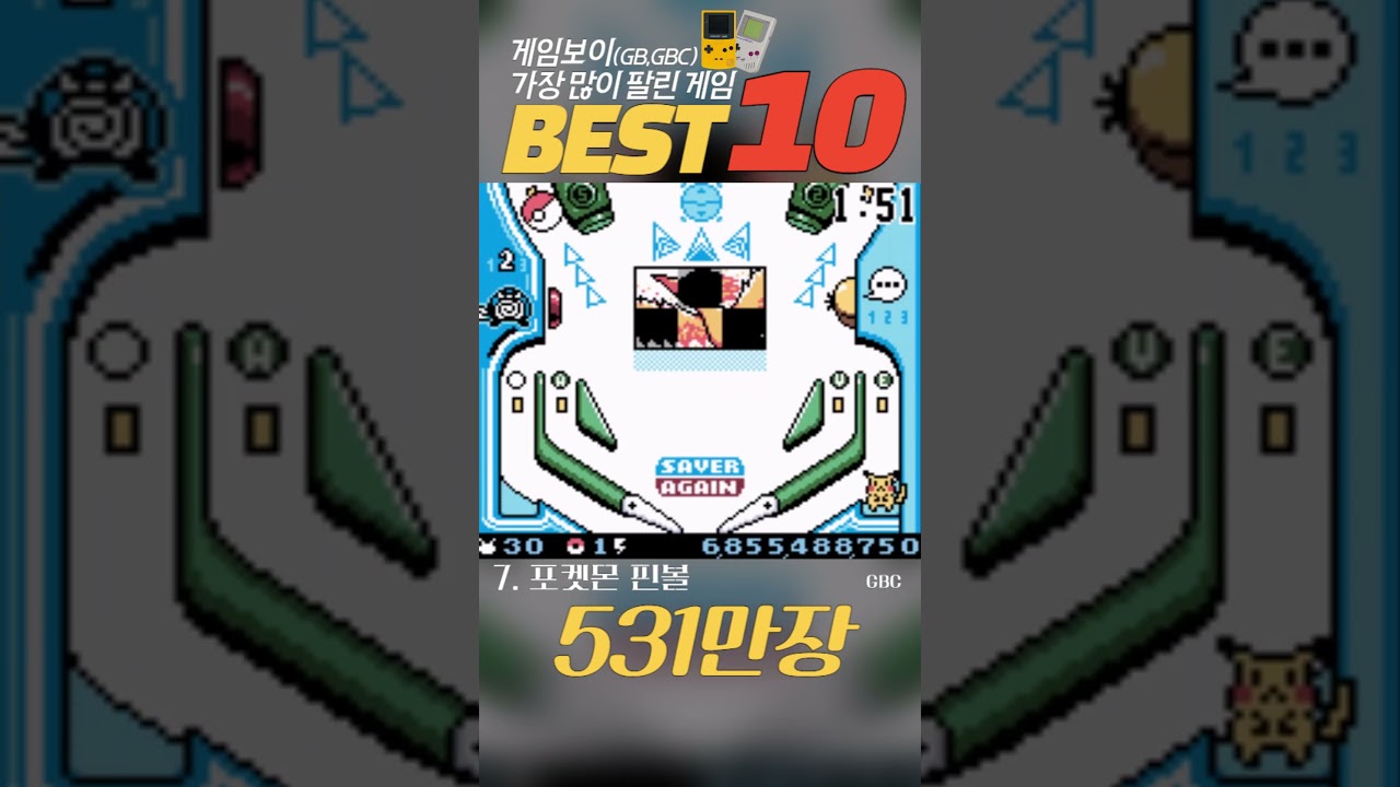 게임보이, 컬러(GB,GBC) 많이 팔린 게임 BEST 10