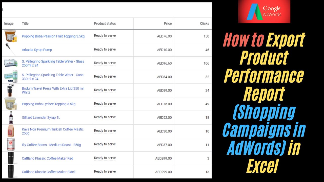 How to Export Product Performance Report or Google Shopping Product level data in Excel