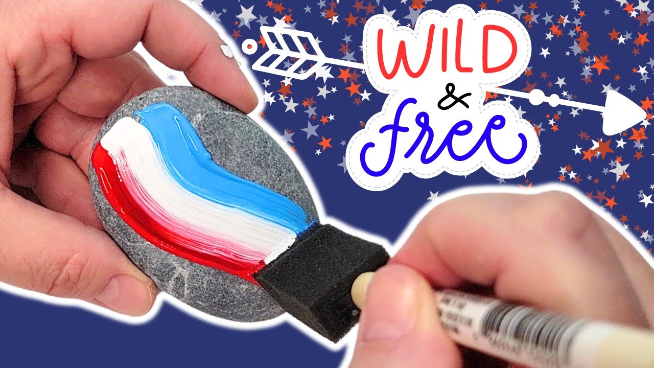 ❤️🤍💙Wild and Free! Red, White & Blue Rock Painting Idea❤️🤍💙