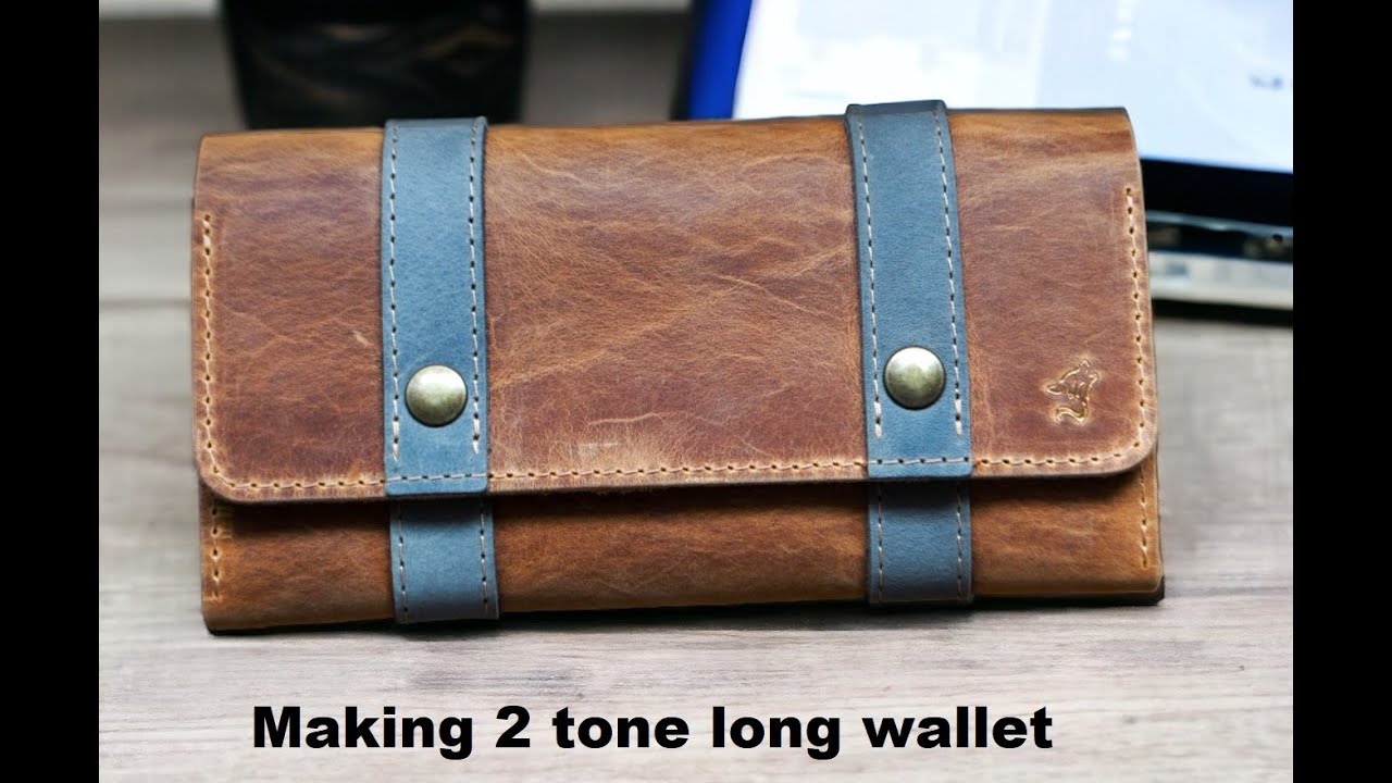 Making 2 tone long wallet from natural leather