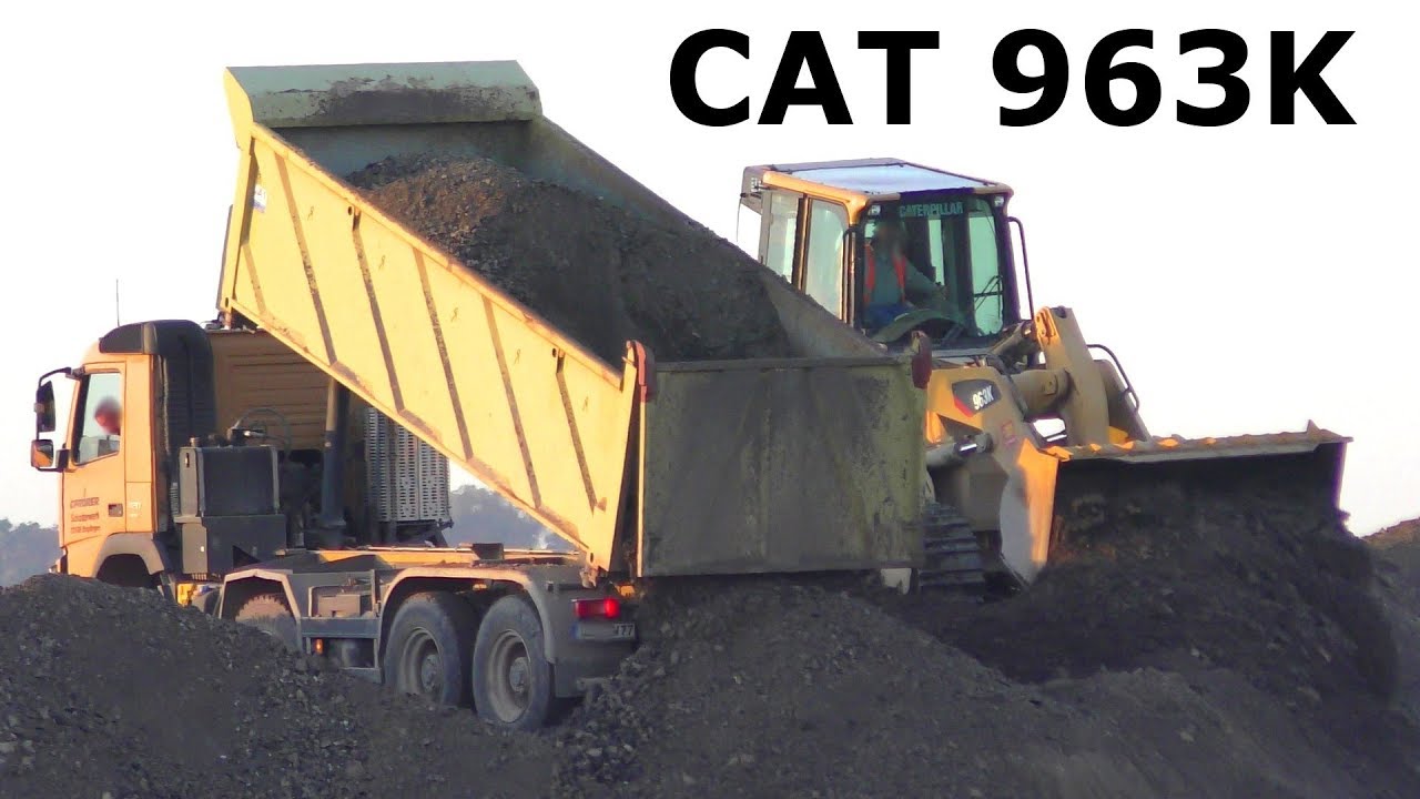 CAT 963K Kettenlader - track loader + CAT 745C, Volvo A40G, Dump tucks - Erdarbeiten Earthworks