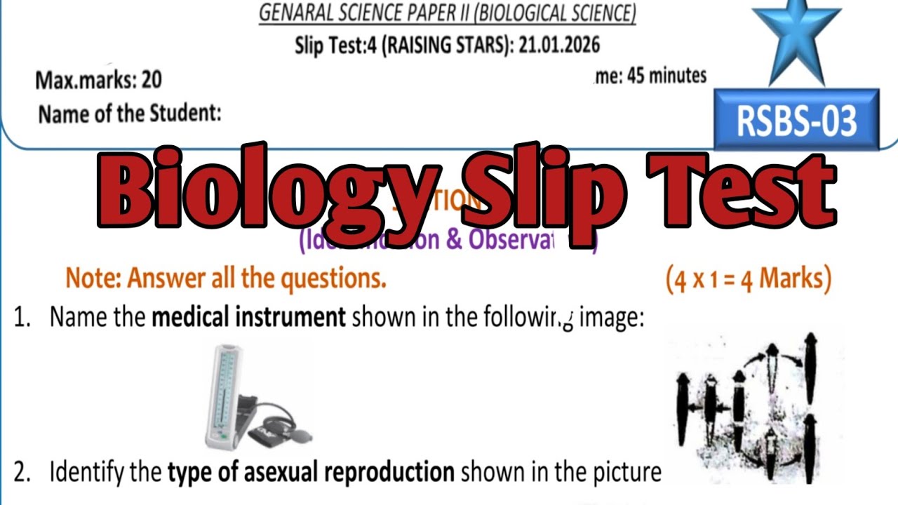 Biology Slip Test 4 SSC 100 DAYS ACTION PLAN|