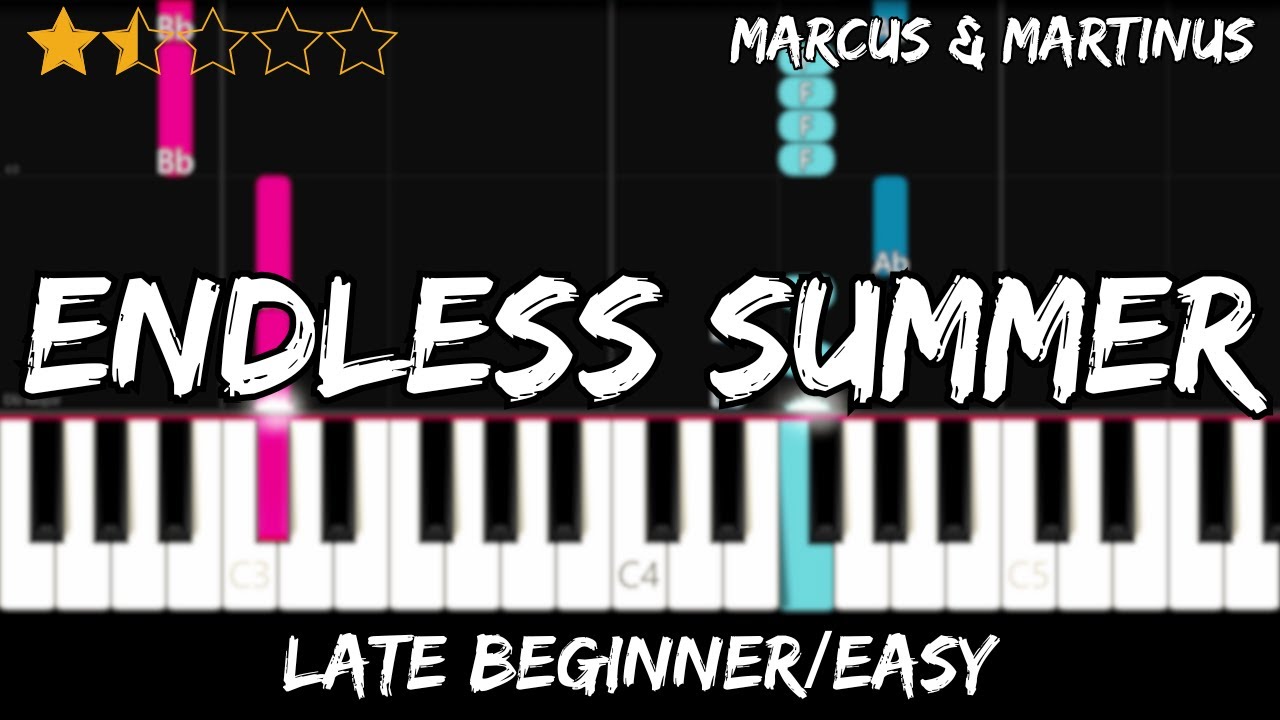 Marcus & Martinus - Endless Summer - Late Beginner / Easy Piano Tutorial - For 2 Hands