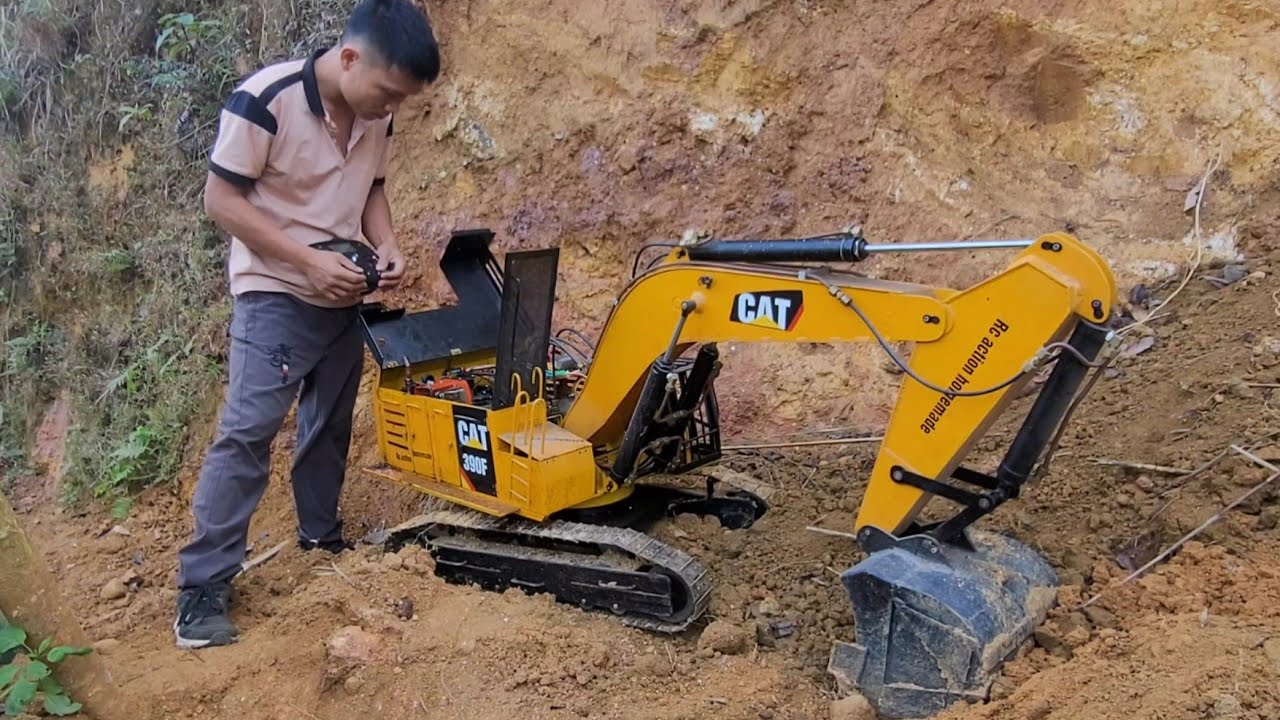road building part 3, excavator rc, cat 390f,  volvo a30g | rc action homemade