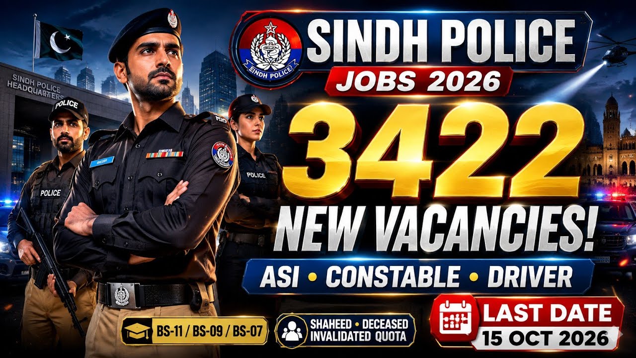 Sindh Police New Jobs 2026 | 3422 Vacancies Announced for ASI, Constable & Driver