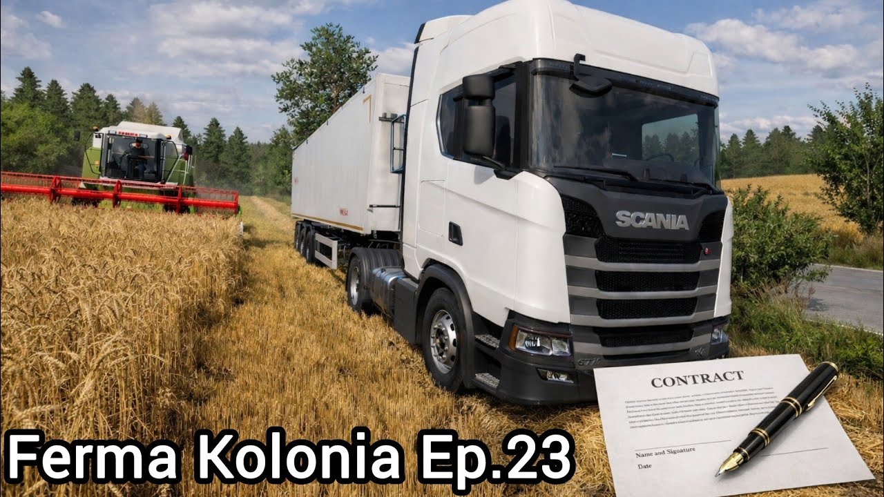 Fs22 FermaKolonia Ep.23 Șofer de TIR la recoltat de grâu !