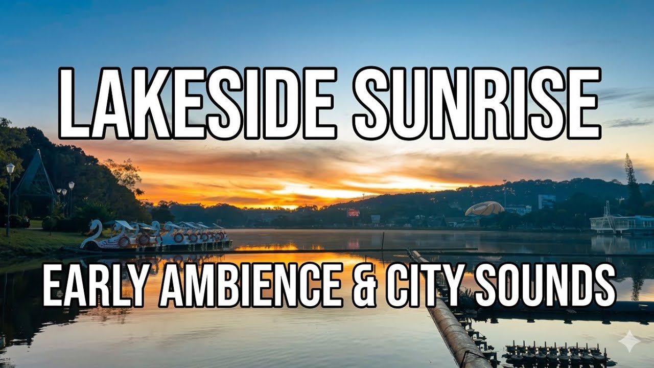 Lakeside Sunrise - Early Morning Ambience, Distant Traffic Sounds