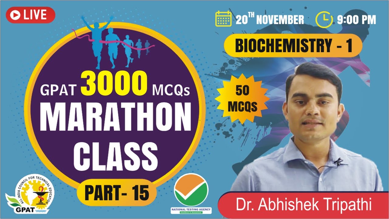 GPAT 2022 | MARATHON CLASS- 15 | BIOCHEMNISTRY- I (CELL, CARBOHYDRATES, PROTEINS, LIPIDS, VITAMINS.