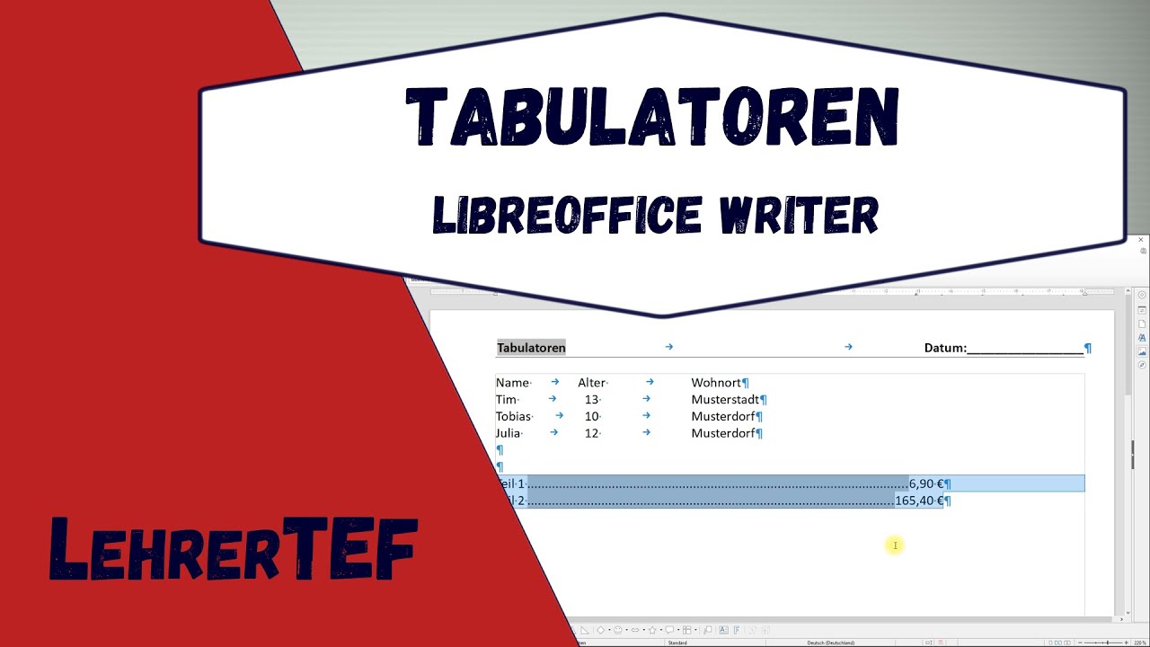 Tabulatoren - LibreOffice Writer