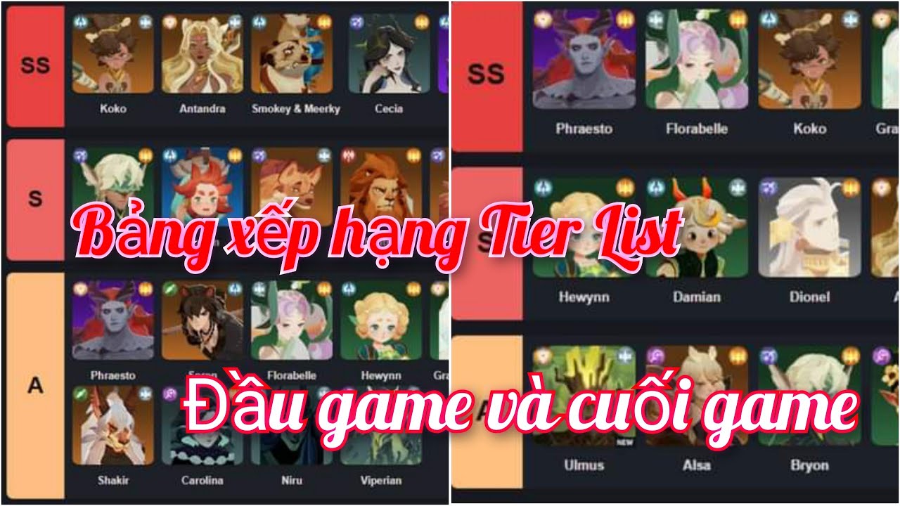 Hành Trình Afk | Bảng xếp hạng Tier list tướng đầu game và cuối game, nên đầu tư vào ai nhất?