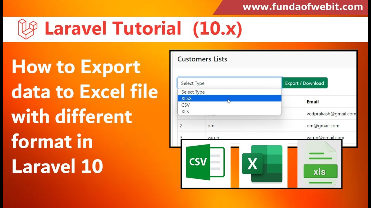 Как экспортировать данные в файл Excel в другом формате в Laravel 10 с пошаговым примером