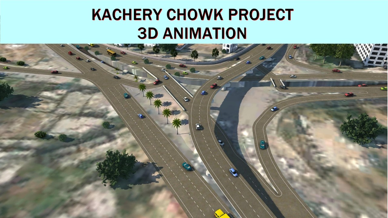 Katchery Chowk Flyover + Underpass - 3D Animation | H2 Designs | #Rawalpindi #Katcheri
