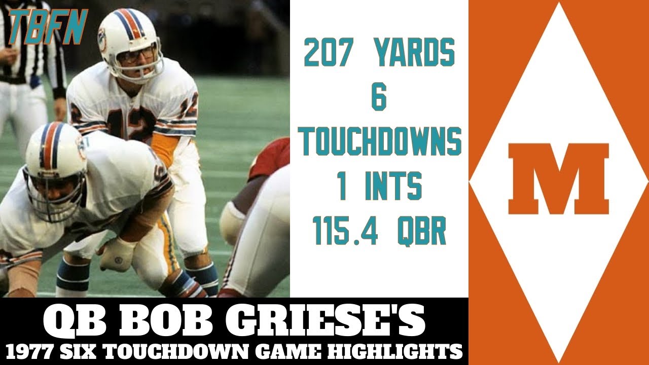 Bob Griese's Six Touchdown Game Highlights!!!  1977 - Miami Dolphins V.S. St. Louis Cardinals