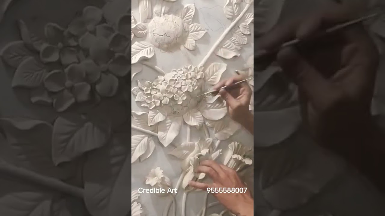 3D wall relief clay mural painting 🖌️🎨 #viral #shorts #art #interiordesign #wallrelief