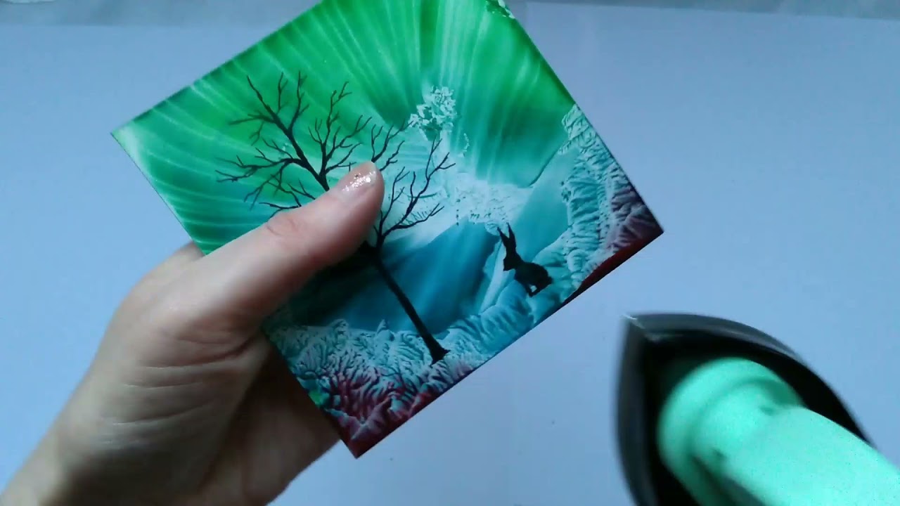 Time-lapse. Encaustic art painting.