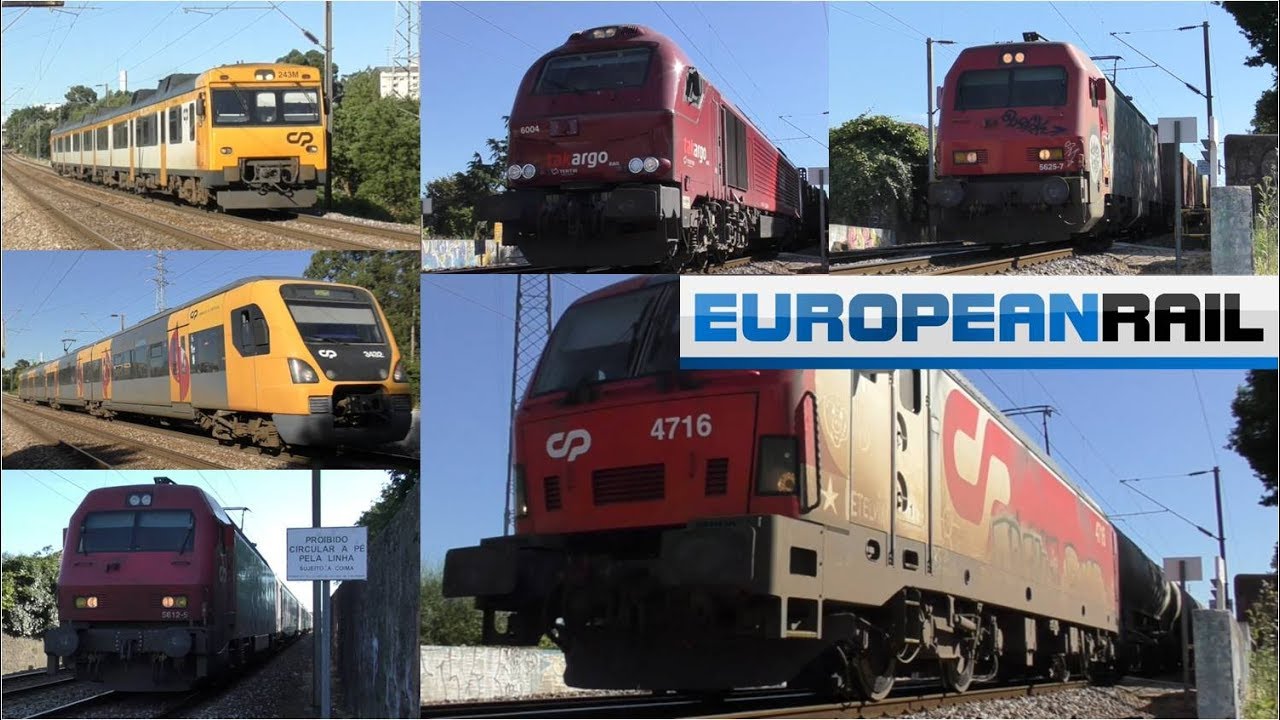 #Portugal2018 Comboios de Portugal, MEDWAY & Takargo Trains at Rio Tinto -  Level Crossing