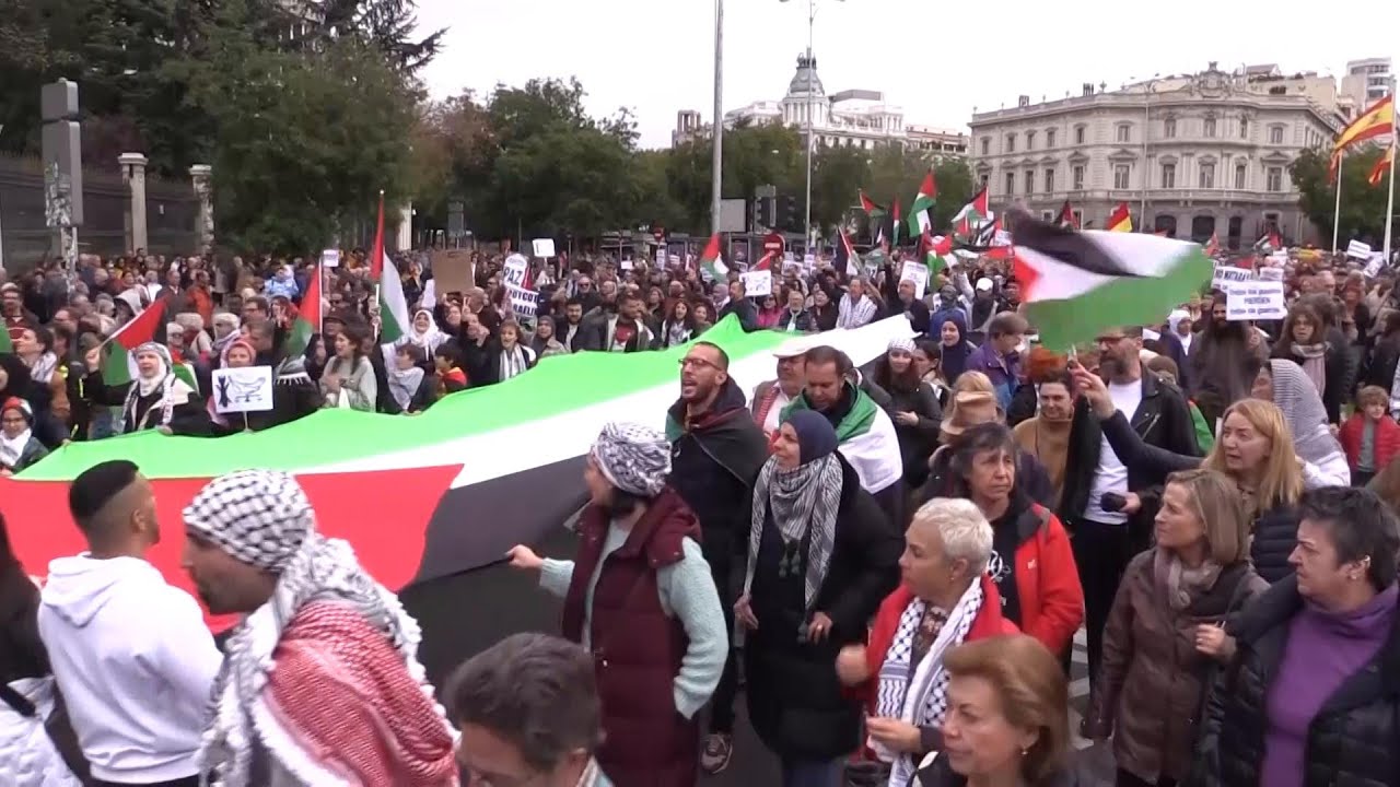Thousands march in Madrid in show of support for Palestinians