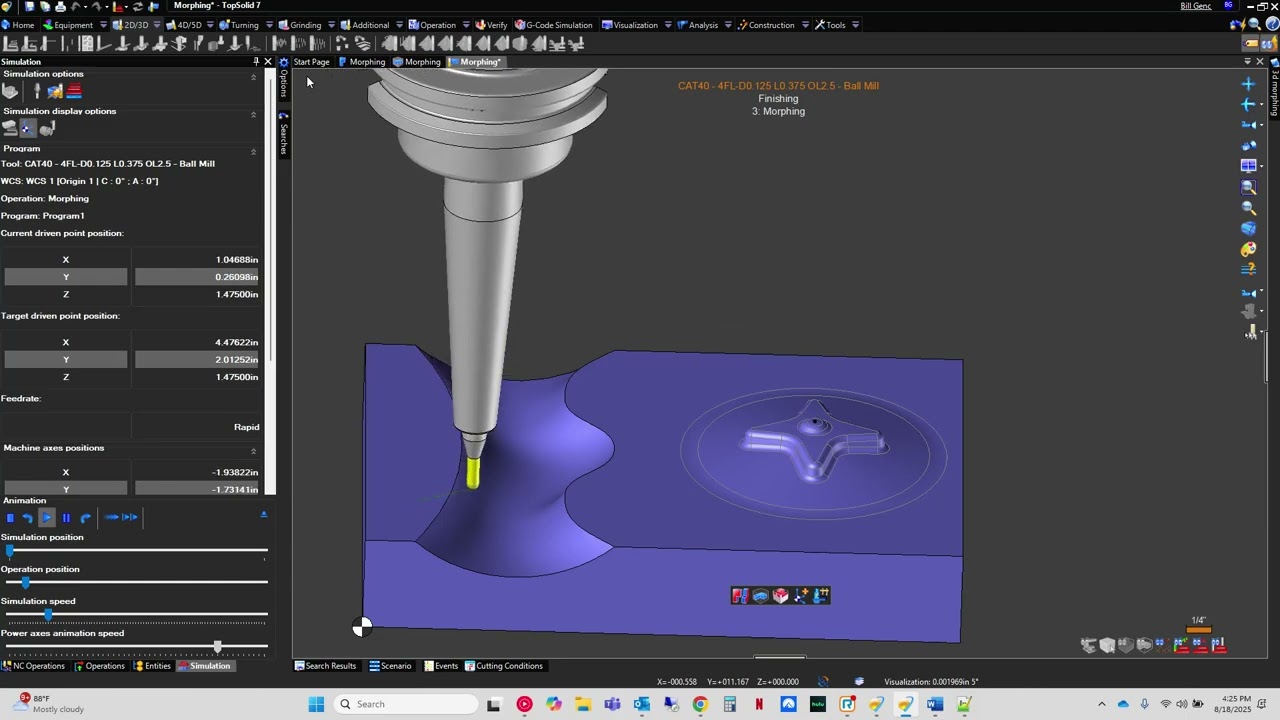 TopSolid - Simple 3d Morphing Tool Path