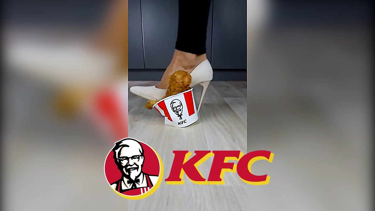 Can You Crush a KFC Menu with Sexy High Heels  - MrCube Experiments (ASMR NO MUSIC)