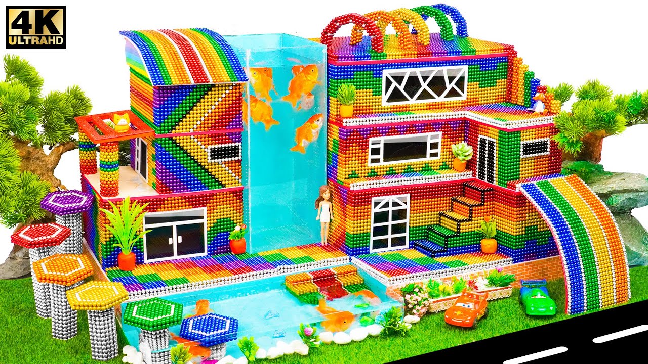 100 Days Building A Rainbow Glass Elevator & Slide From Magnet balls (Satisfying)