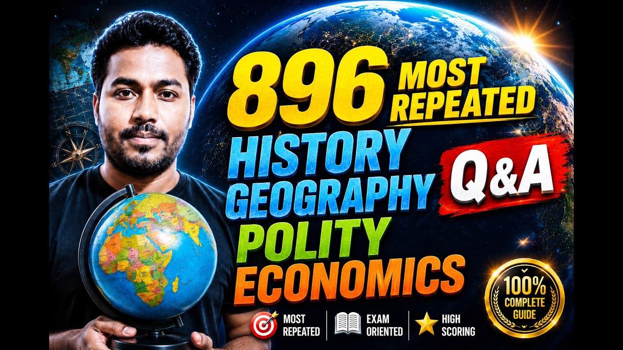 Target 896/896! Most Repeated History Geography, Polity, and Economics Questions (Top Selected MCQs)