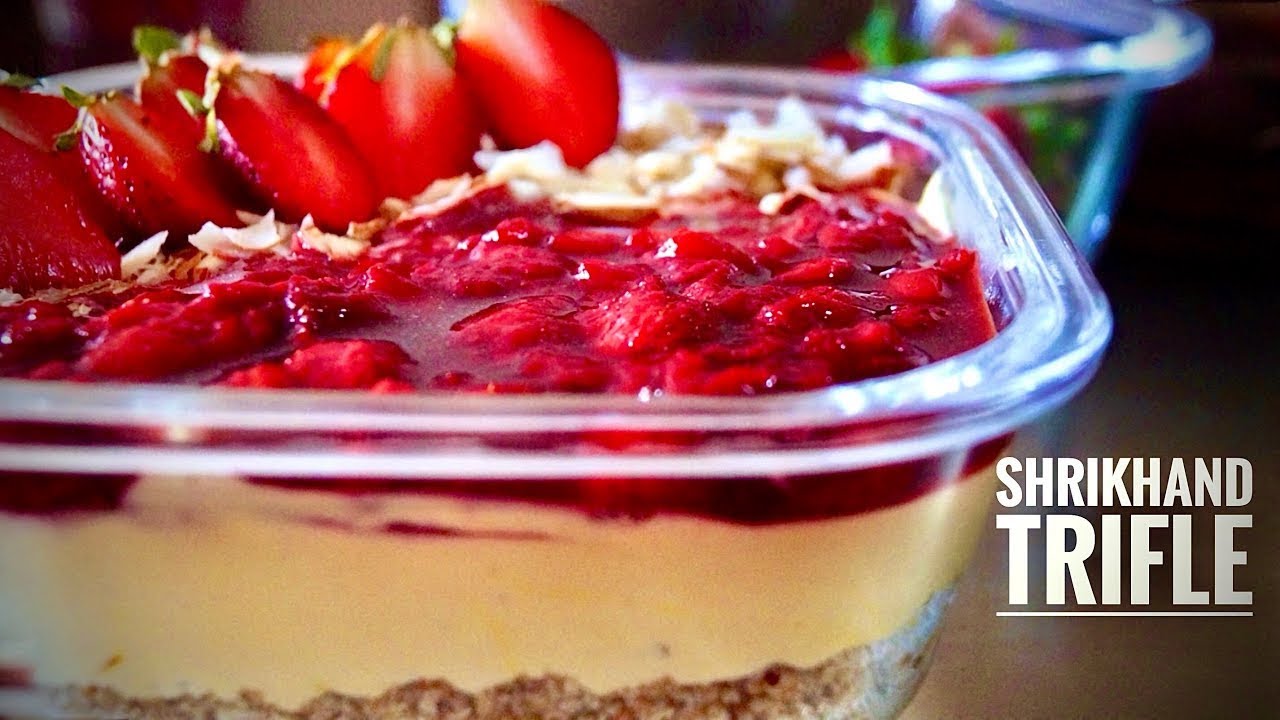 Shrikhand & Fruit Trifle Recipe | How To Make Strawberry Shrikhand Trifle | Indian Fusion Dessert 