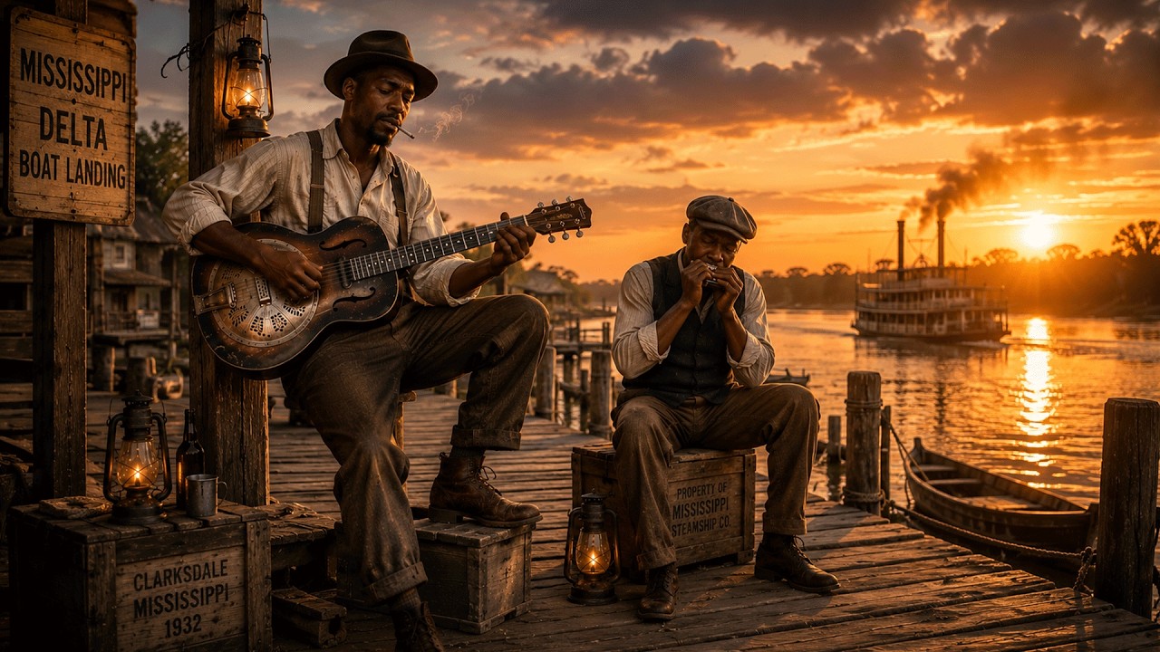 Dusty Road Delta Blues | Vintage Harmonica & Acoustic Guitar