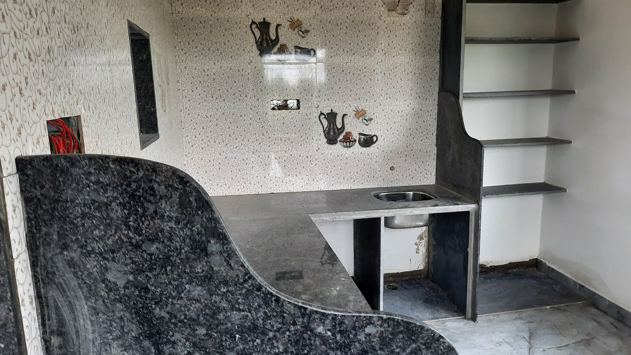 Kitchen Design | Steel Grey Granite Kitchen Design With Cost | Tiles Design | Flooring Design |Basin