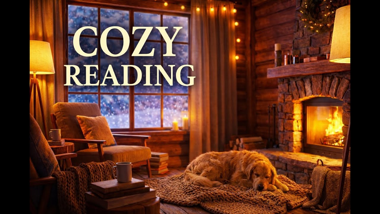 COZY CABIN 📖 Música para Leer con Chimenea y Nieve | Piano Relaxing Music