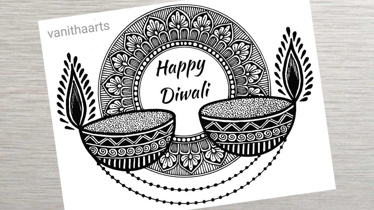 Happy Diwali mandala art | How to draw Mandala for Beginners | Diya drawing | Happy Diwali | Doodle