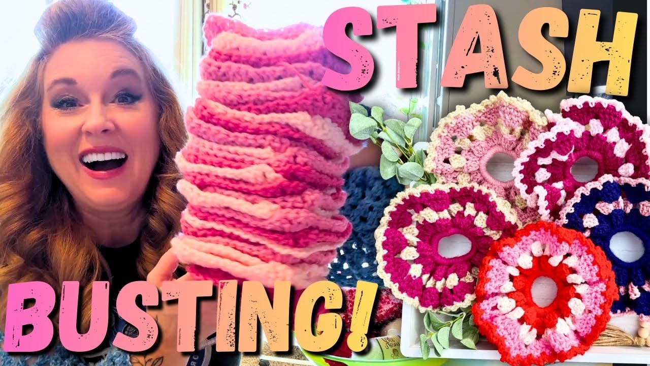 stash busting crochet projects, packing and shipping order- small business week- cozy crochet vlog 🧶