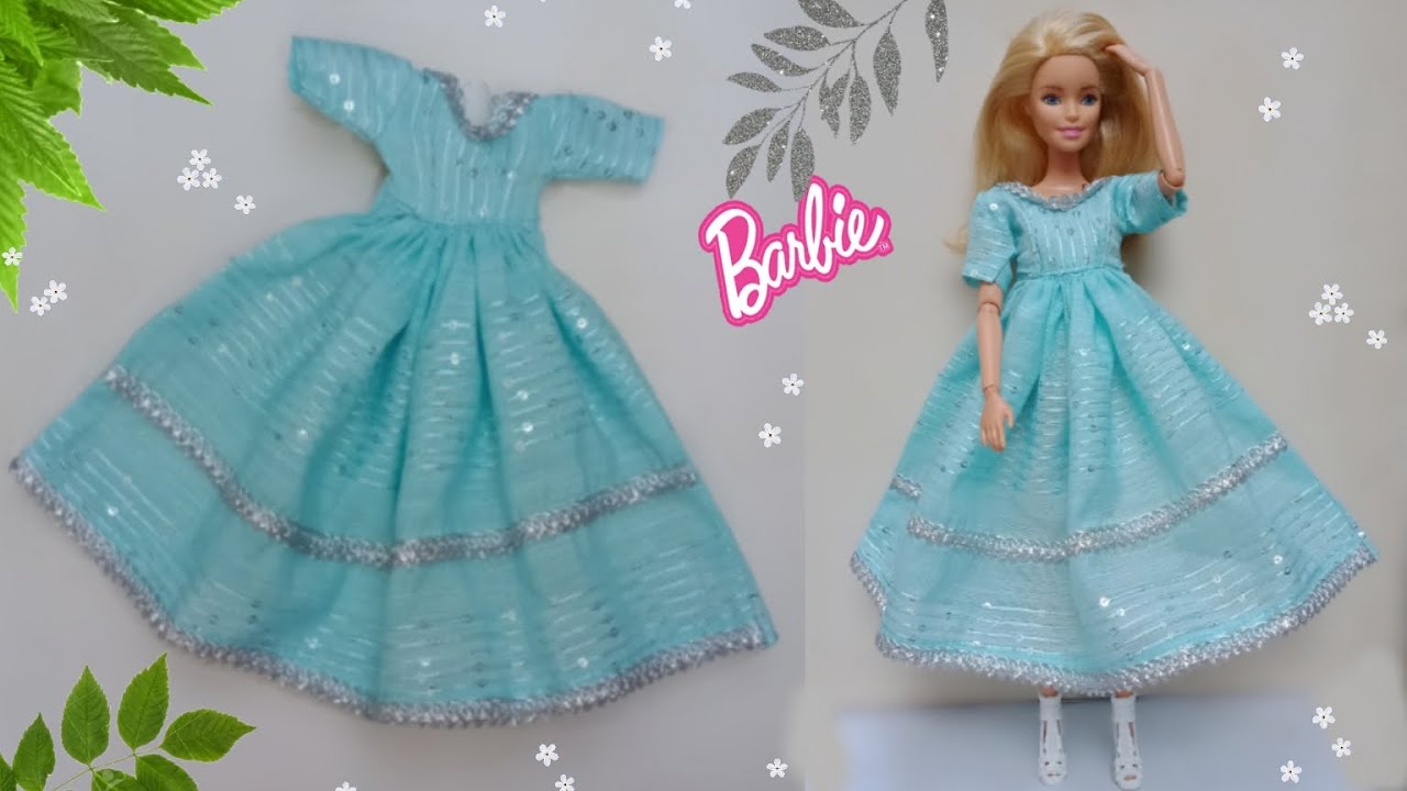Making beautiful doll long frock| doll dress making easy |diy Barbie clothes||A-Doll designer❤️
