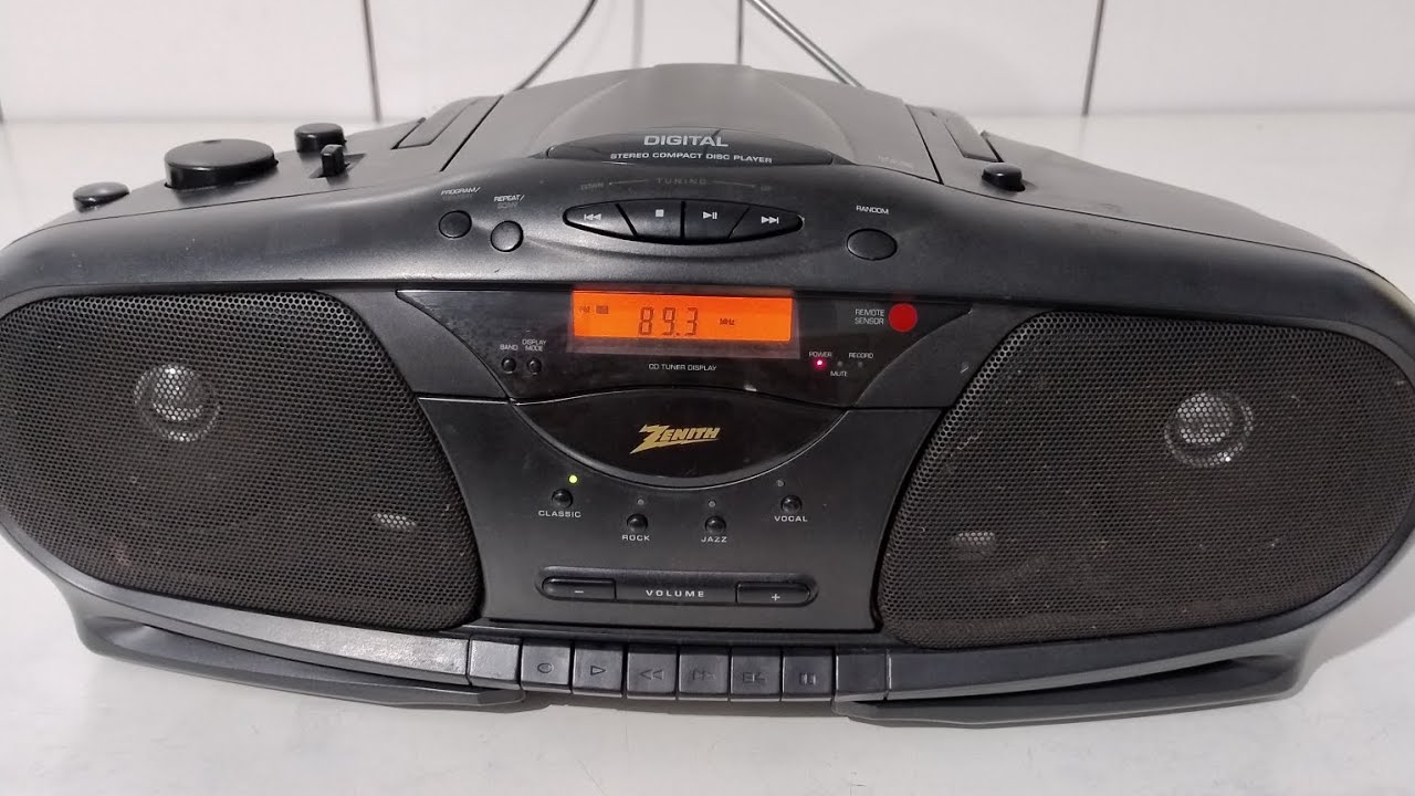 Rádio boombox Zenith anos 90 vista interna