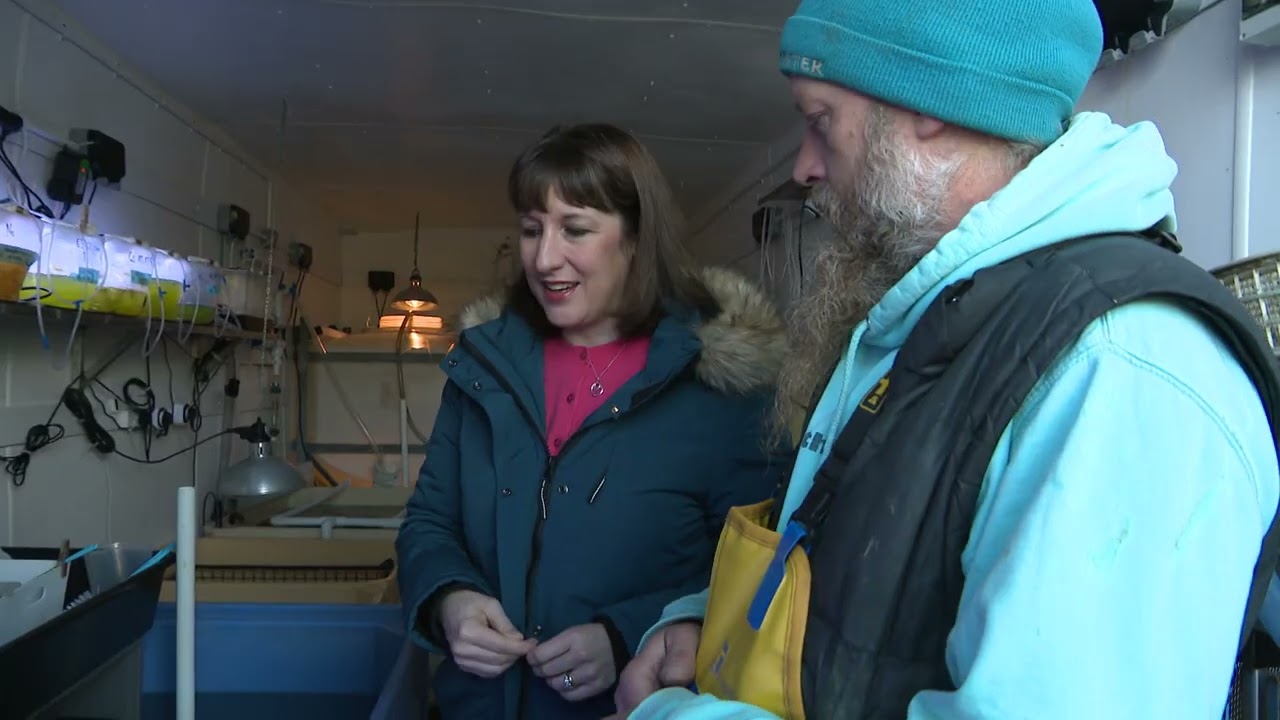 ITV Rachel Reeves visits Chris Ranger - Fal Oyster Fishing & Distribution Problems 041122 Kath Ward