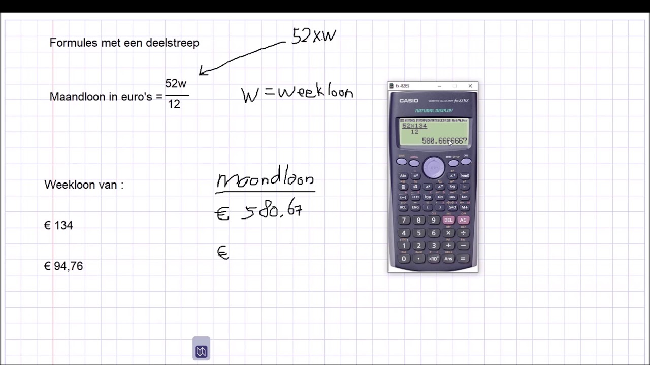 Uitleg: Formules met deelstreep