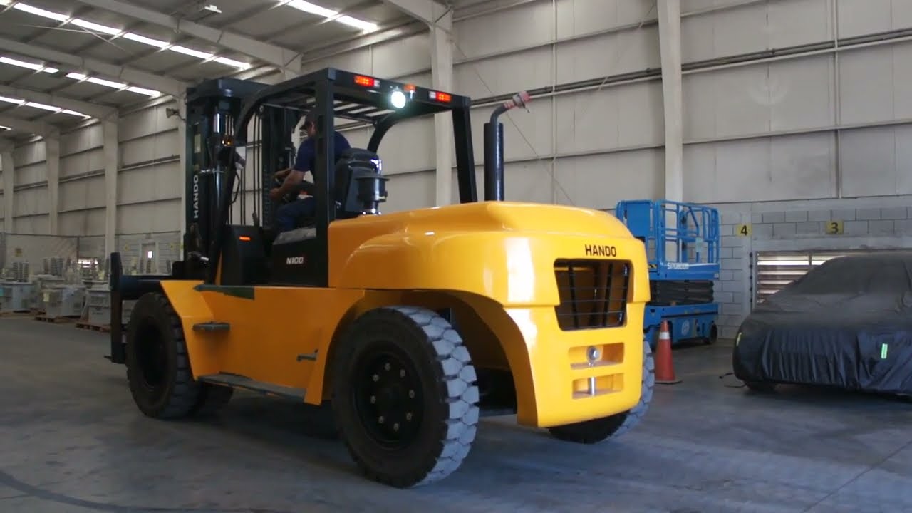 Como Operar o Manejar Montacargas Marca HANDO Modelo FD100T-NJB3 Diésel de 22000 Libras
