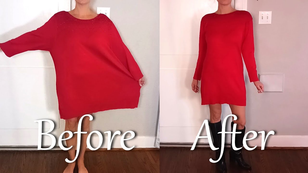 How to turn an oversized sweater into a sweater dress (ridiculously easy upcycled clothing tutorial)