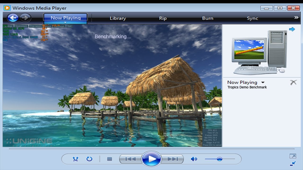 Unigine Tropics Demo Benchmark - Core 2 Quad Q6600 & ATI Radeon HD 4870.mp4