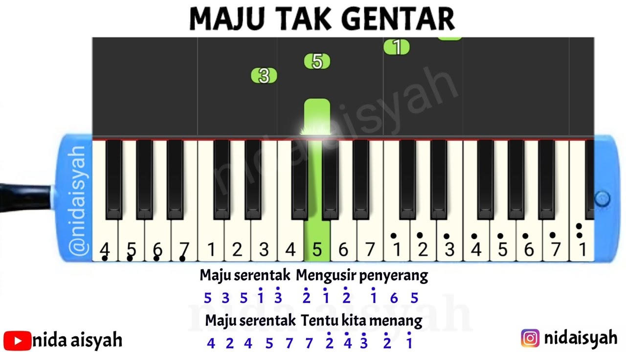 NOT ANGKA PIANIKA MAJU TAK GENTAR | TUTORIAL MUDAH MAIN PIANIKA LAGU WAJIB NASIONAL MAJU TAK GENTAR