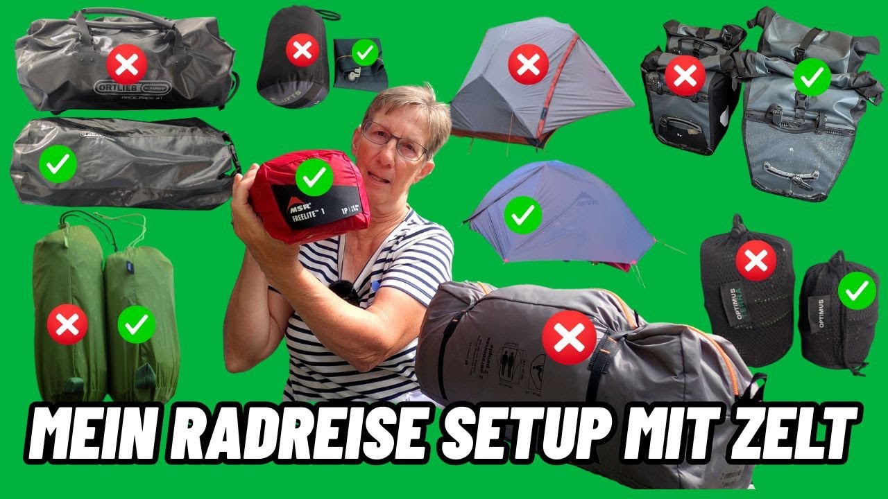 Mein reduziertes Radreise Setup für 2 Taschen mit Zelt MSR Freelite 1