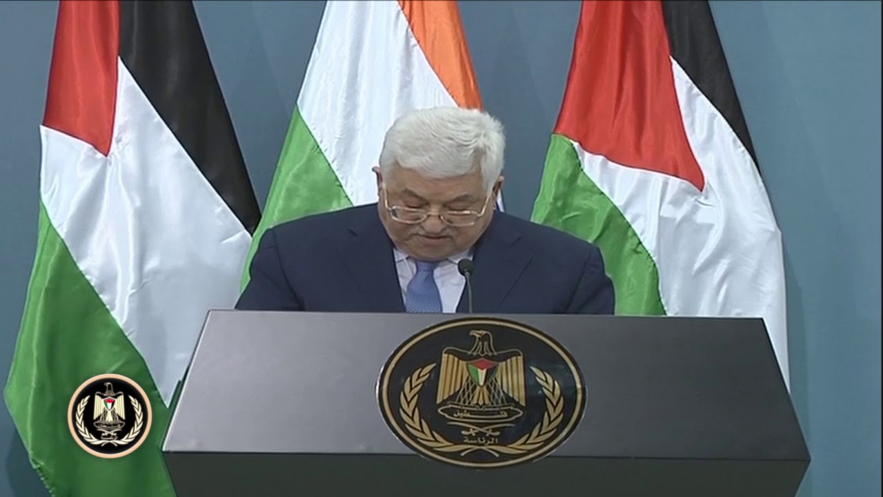 President Abbas in a joint press conference with India's Prime Minister Narendra Modi