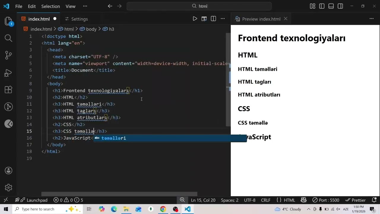 HTML mətn teqləri 1-ci hissə
