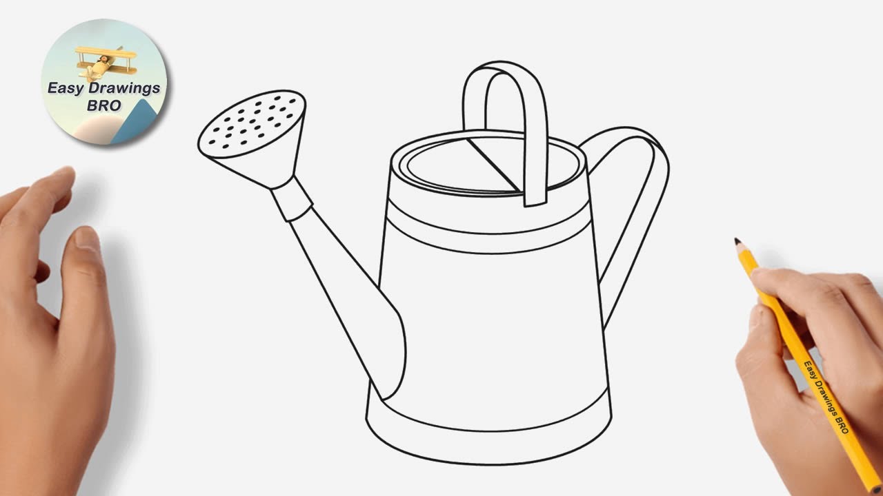 Drawing watering can tutorial | How to draw a watering can | Easy Drawings BRO